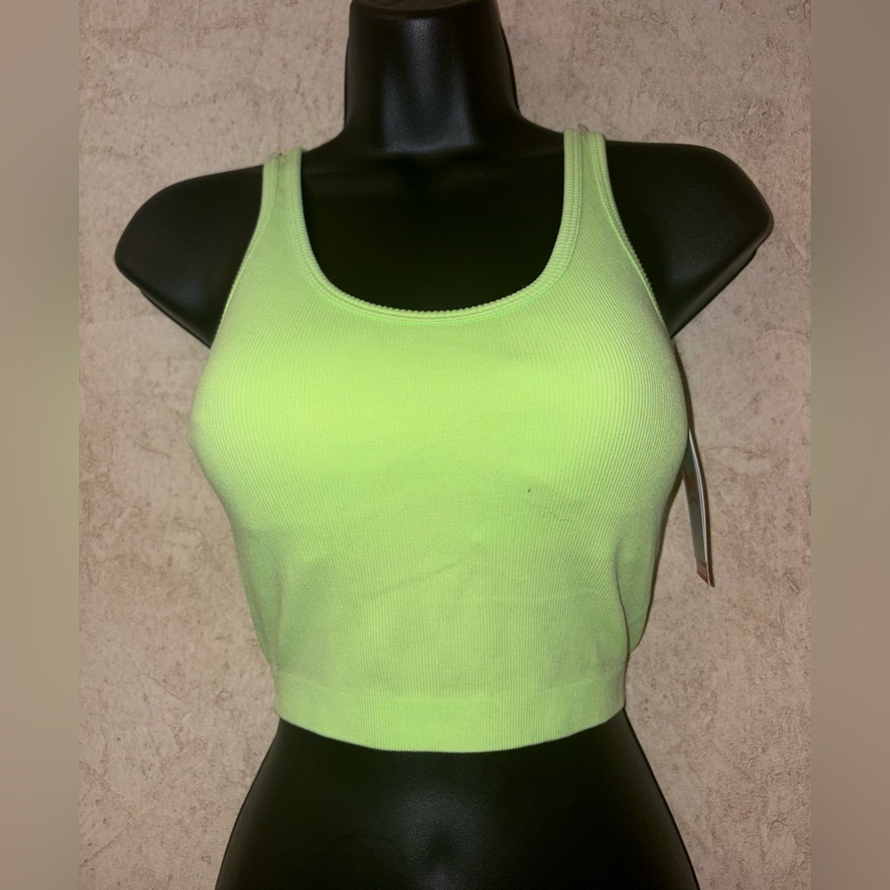 Pro-Fit Seamless Lime Green Ribbed Tank Top